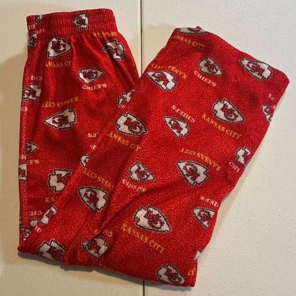 NFL Team Apparel Youth Kansas City Chiefs All-Over Print Fleece Pajama Pants Red 7