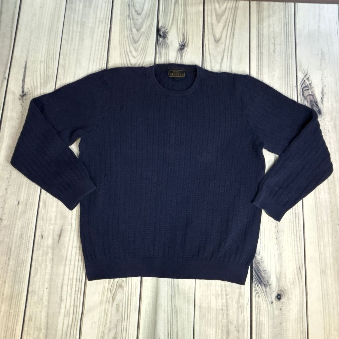 Jos A Bank Reserve Cotton & Cashmere Men's XL Navy Blue Sweater 2