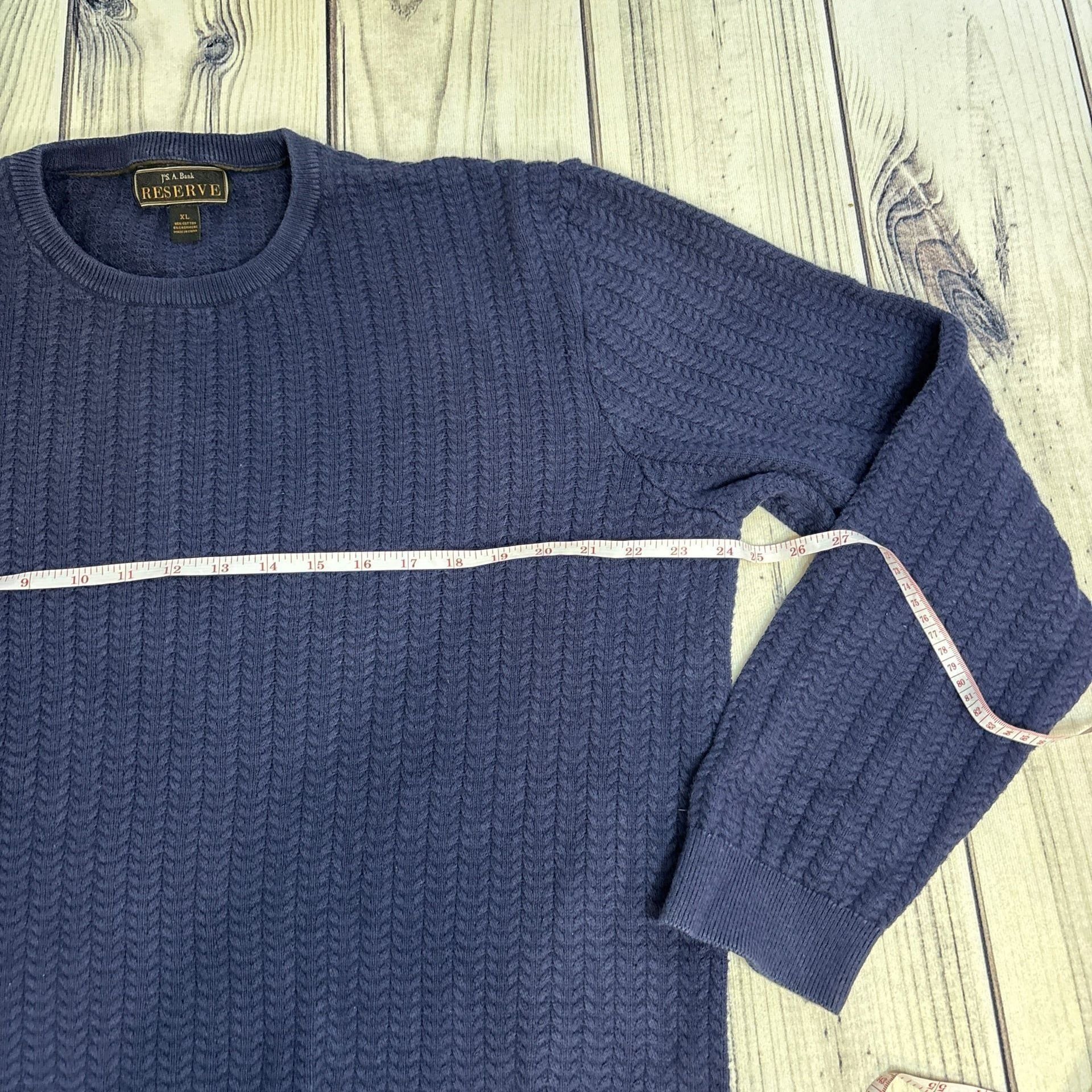 Jos A Bank Reserve Cotton & Cashmere Men's XL Navy Blue Sweater 5