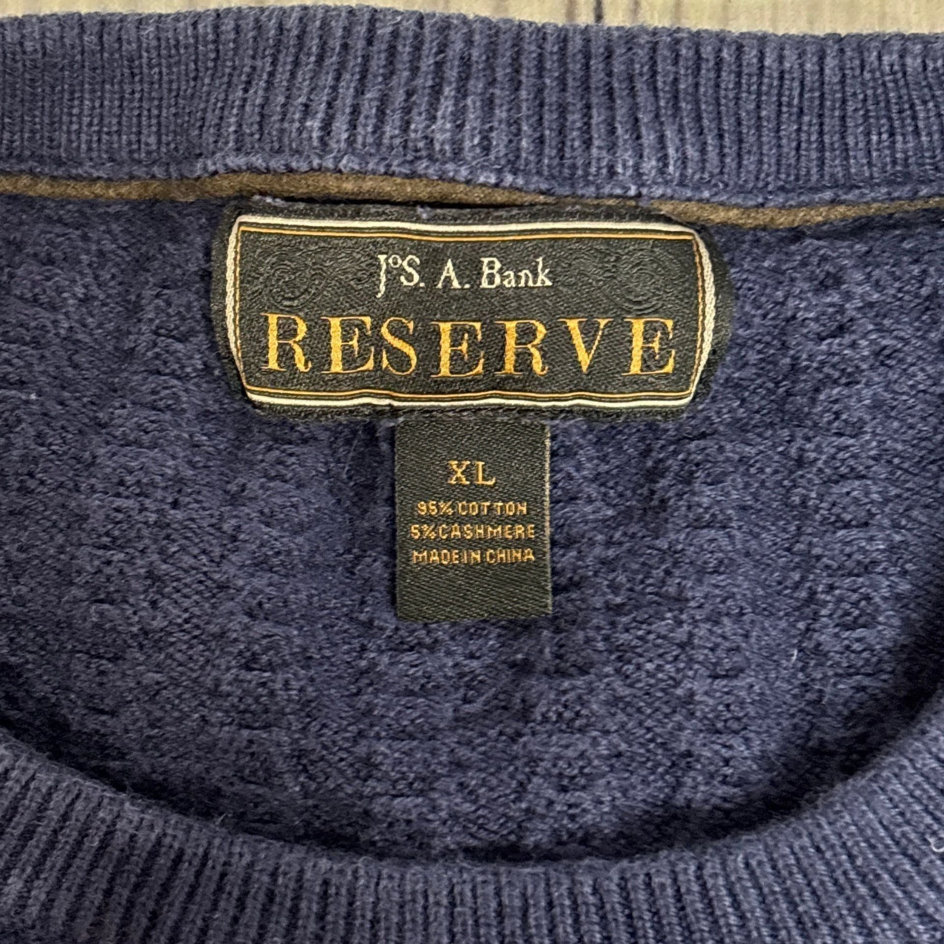 Jos A Bank Reserve Cotton & Cashmere Men's XL Navy Blue Sweater 3