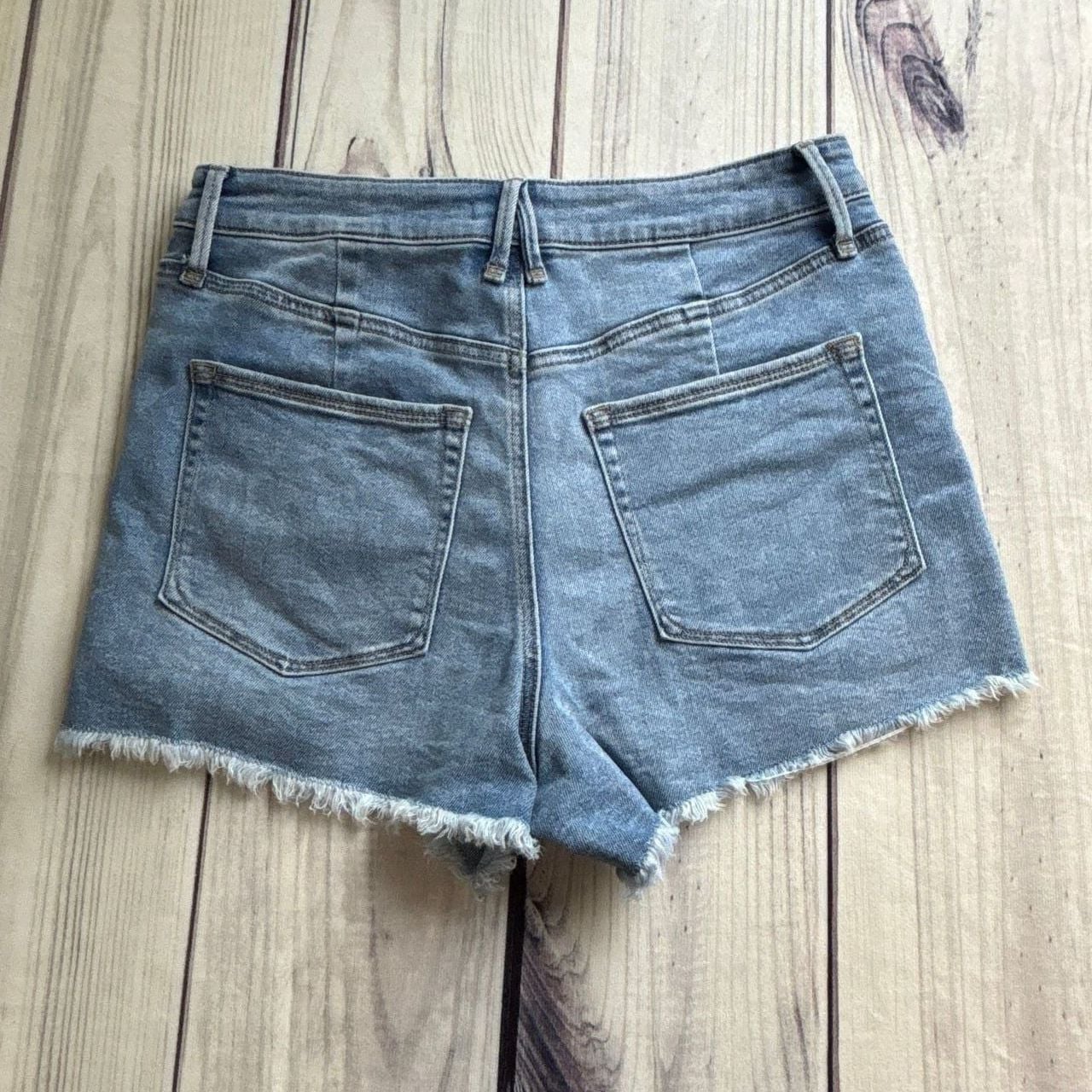 Good American Size 12/31 Good Curve High Rise Distressed Raw Hem Denim Shorts 2