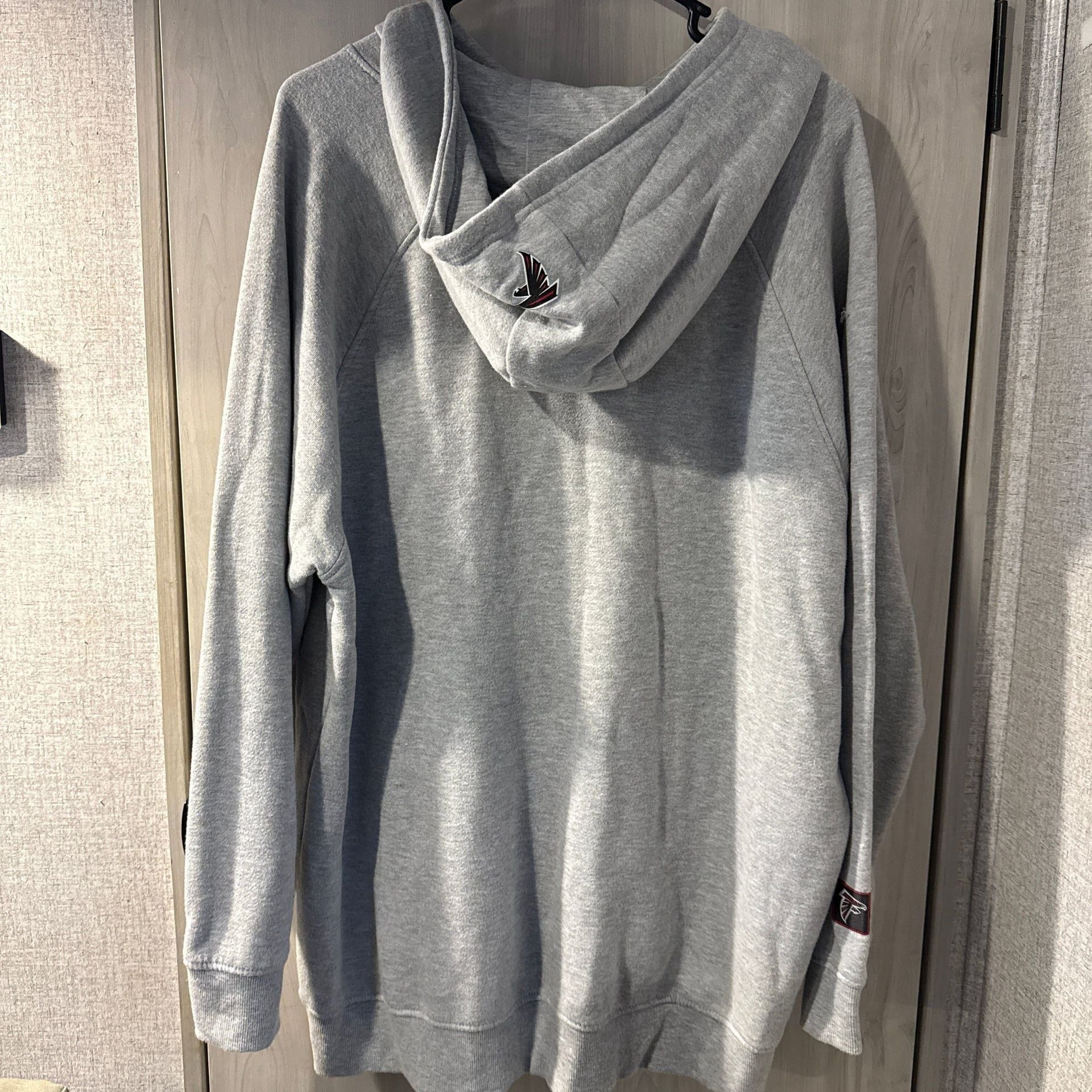 NFL Atlanta Falcons Women's Gray Super Soft Lace-Up Tie Neck Pullover Hoodie 5