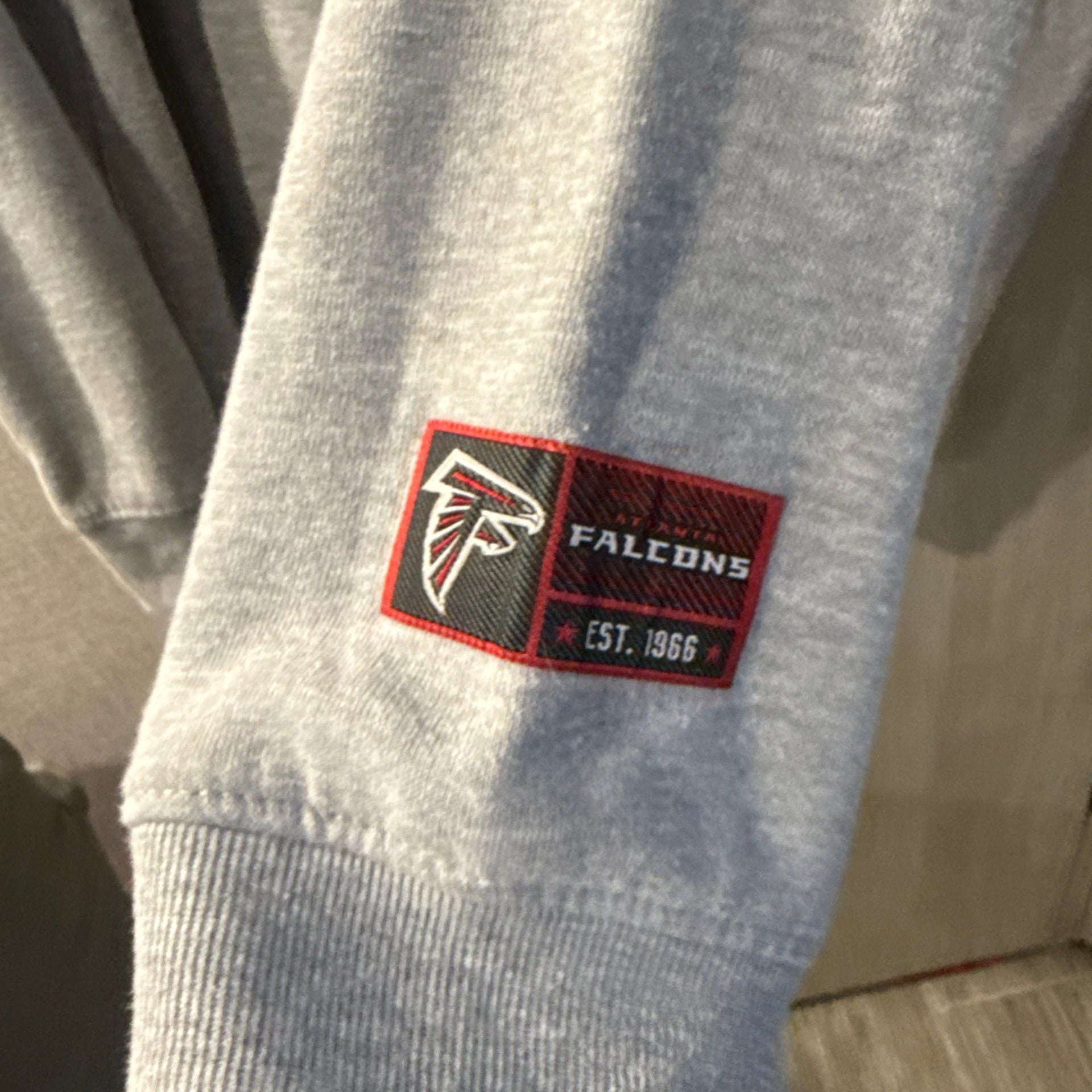 NFL Atlanta Falcons Women's Gray Super Soft Lace-Up Tie Neck Pullover Hoodie 6