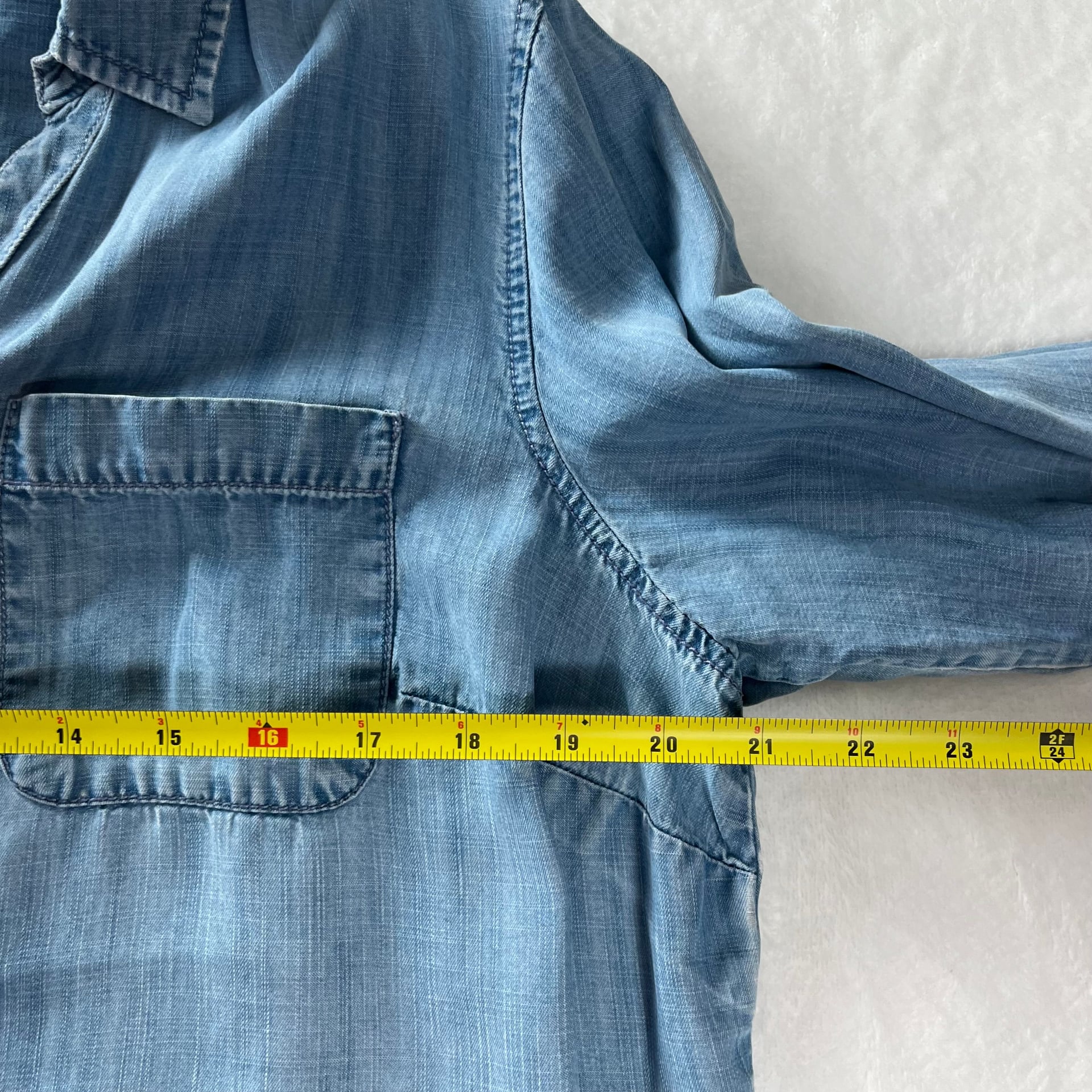 Coldwater Creek Light Blue Tencel Chambray Button-Down Shirt XL 16 Casual 5
