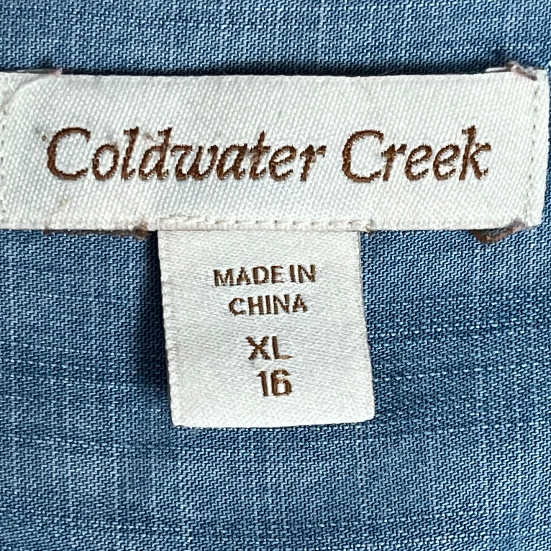 Coldwater Creek Light Blue Tencel Chambray Button-Down Shirt XL 16 Casual 7