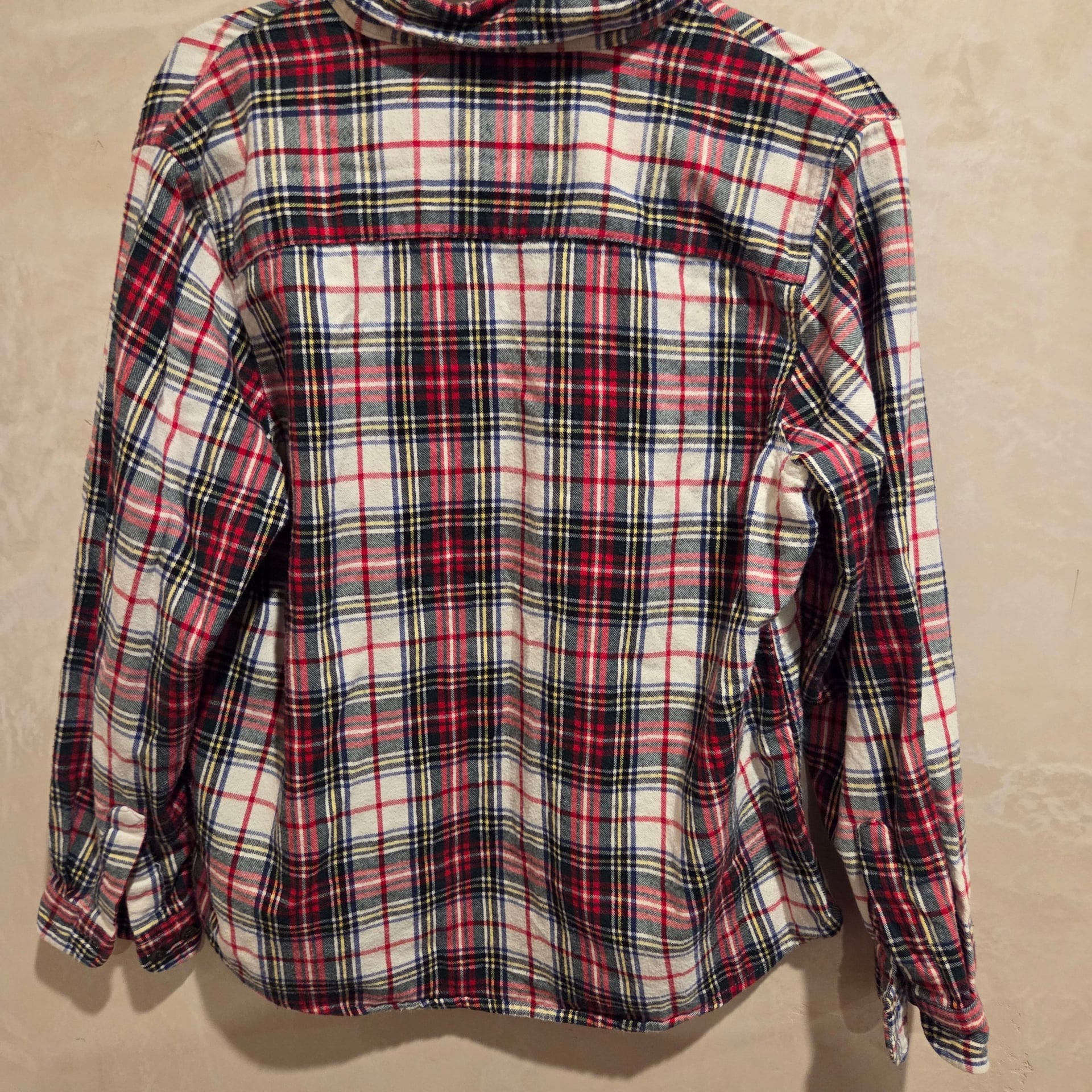 L.L. Bean Women's Scotch Plaid Flannel Shirt, Relaxed Small Red White Green 5