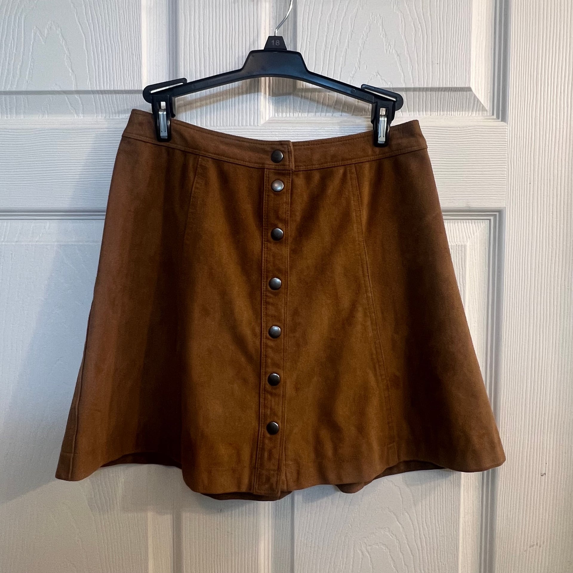 Abercrombie & Fitch Vegan Suede Button Front Mini A-Line Skirt 2