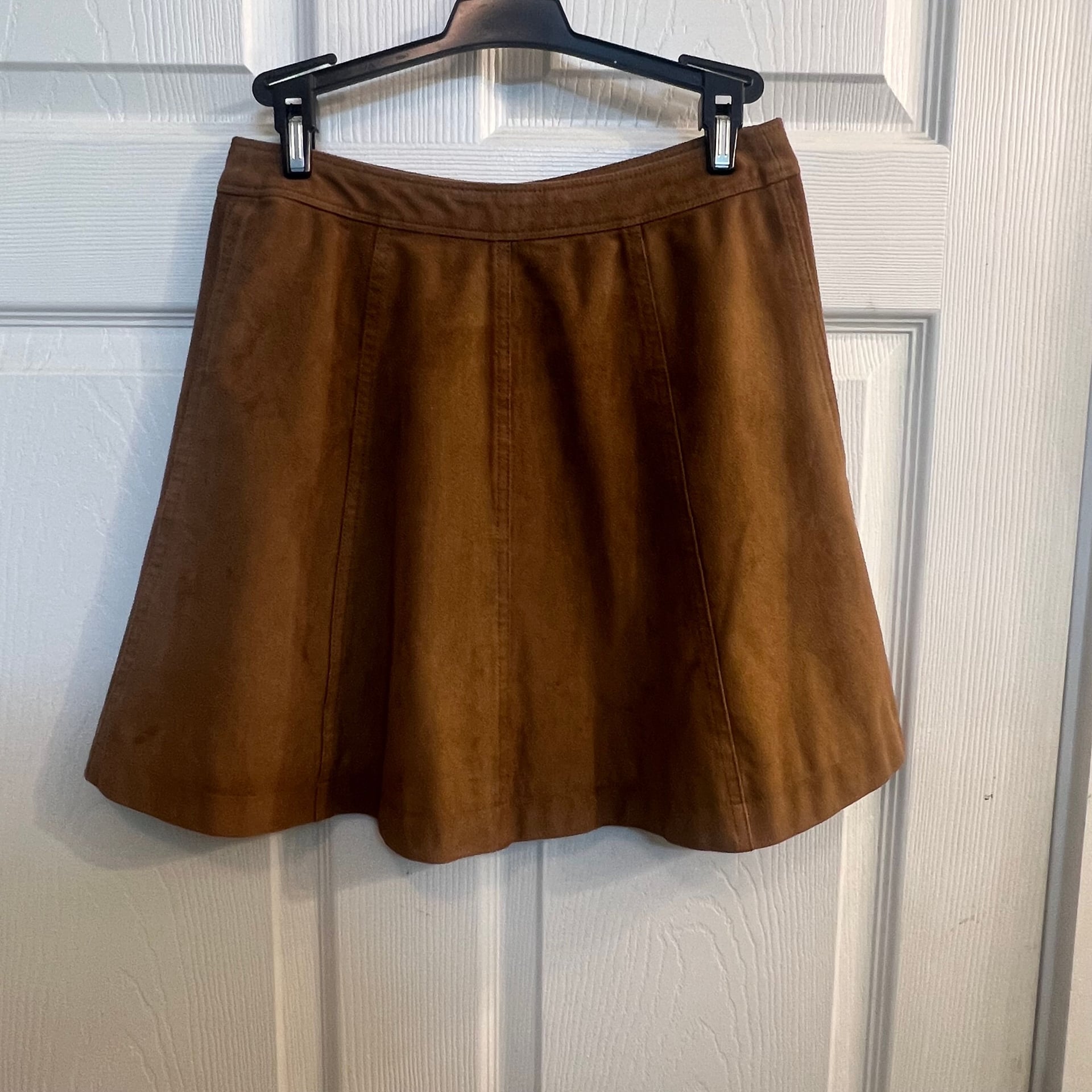 Abercrombie & Fitch Vegan Suede Button Front Mini A-Line Skirt 5