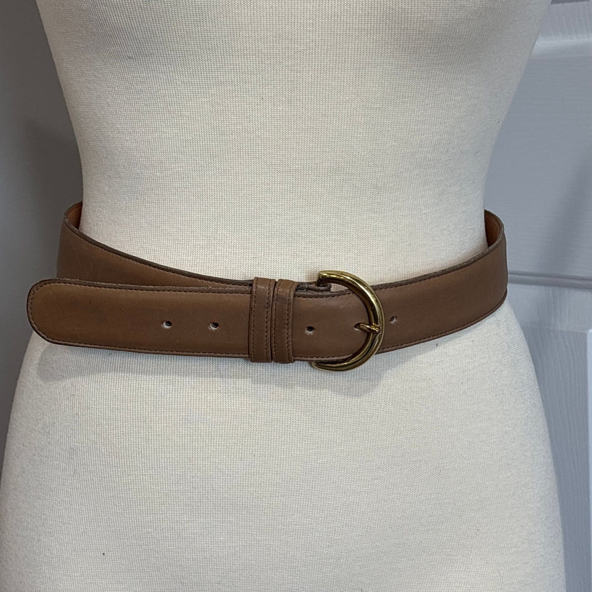 Coach Belt 8500 Leather Putty Brass Buckle 32" 1