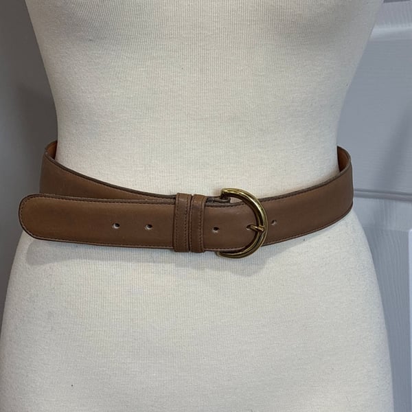 Coach Belt 8500 Leather Putty Brass Buckle 32"