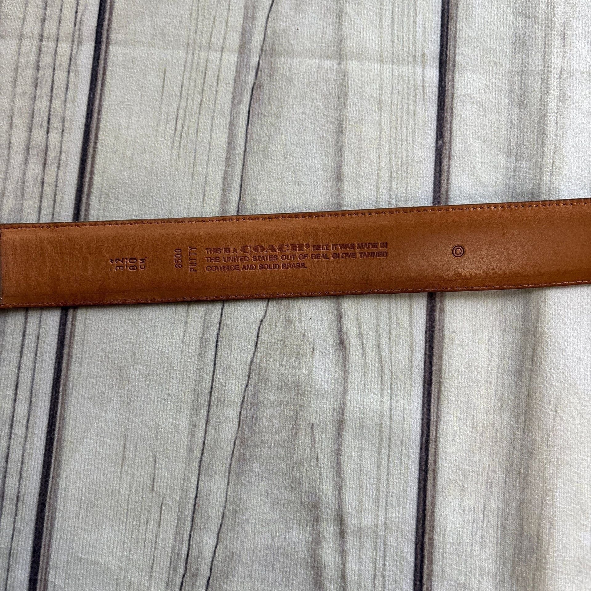 Coach Belt 8500 Leather Putty Brass Buckle 32" 3