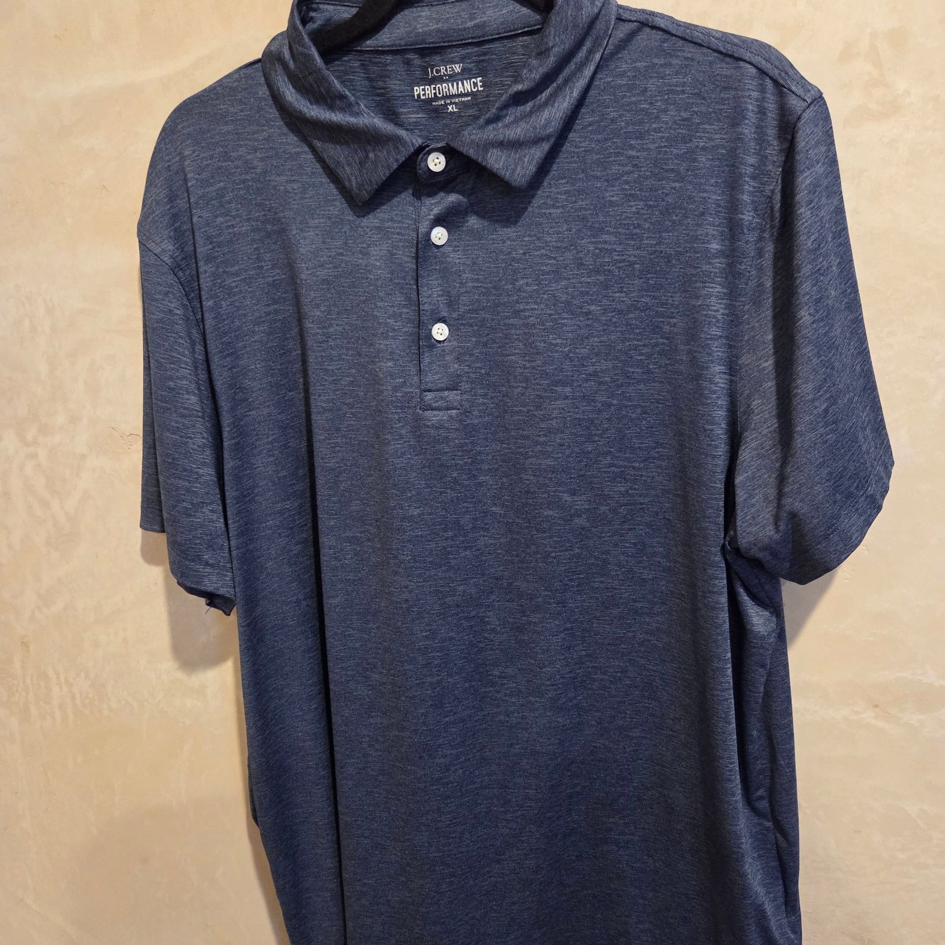 J.Crew Performance Polo Shirt, Heather Navy Blue, Men's Size XL - Golf Casual 1