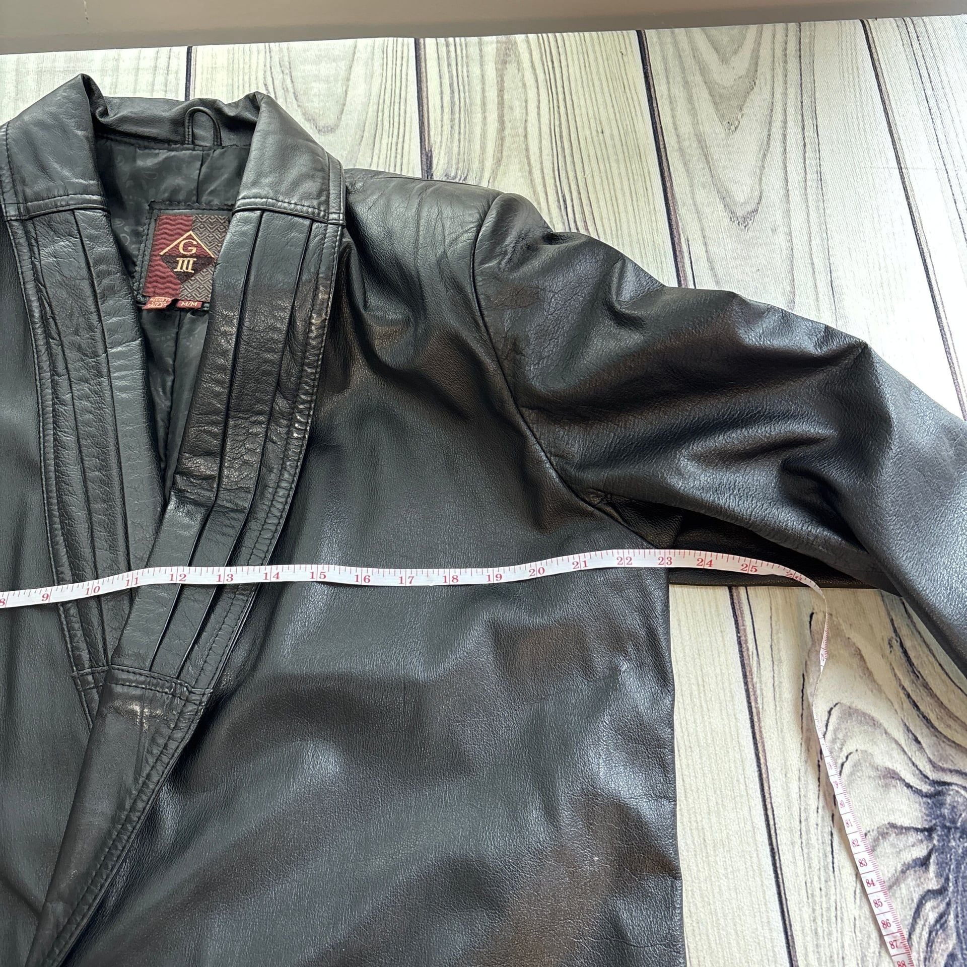 Vintage G-III 80s Black Leather Long Trench Coat Duster Jacket Size M 4