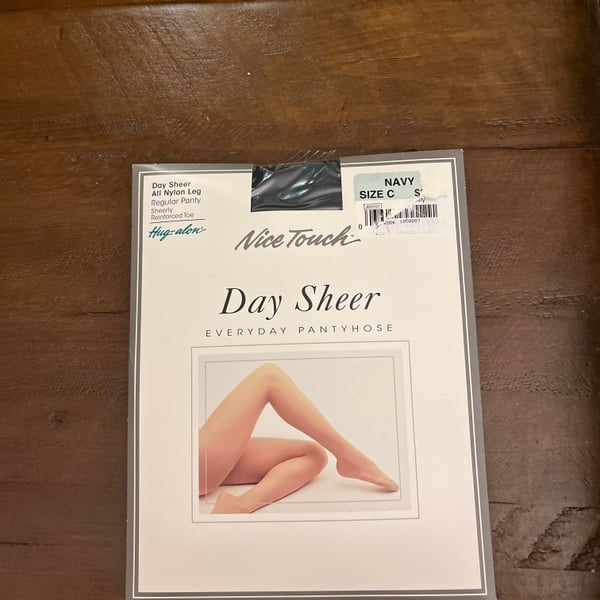 Vintage Sears Nice Touch Day Sheer Hug-alon Pantyhose Navy Size C