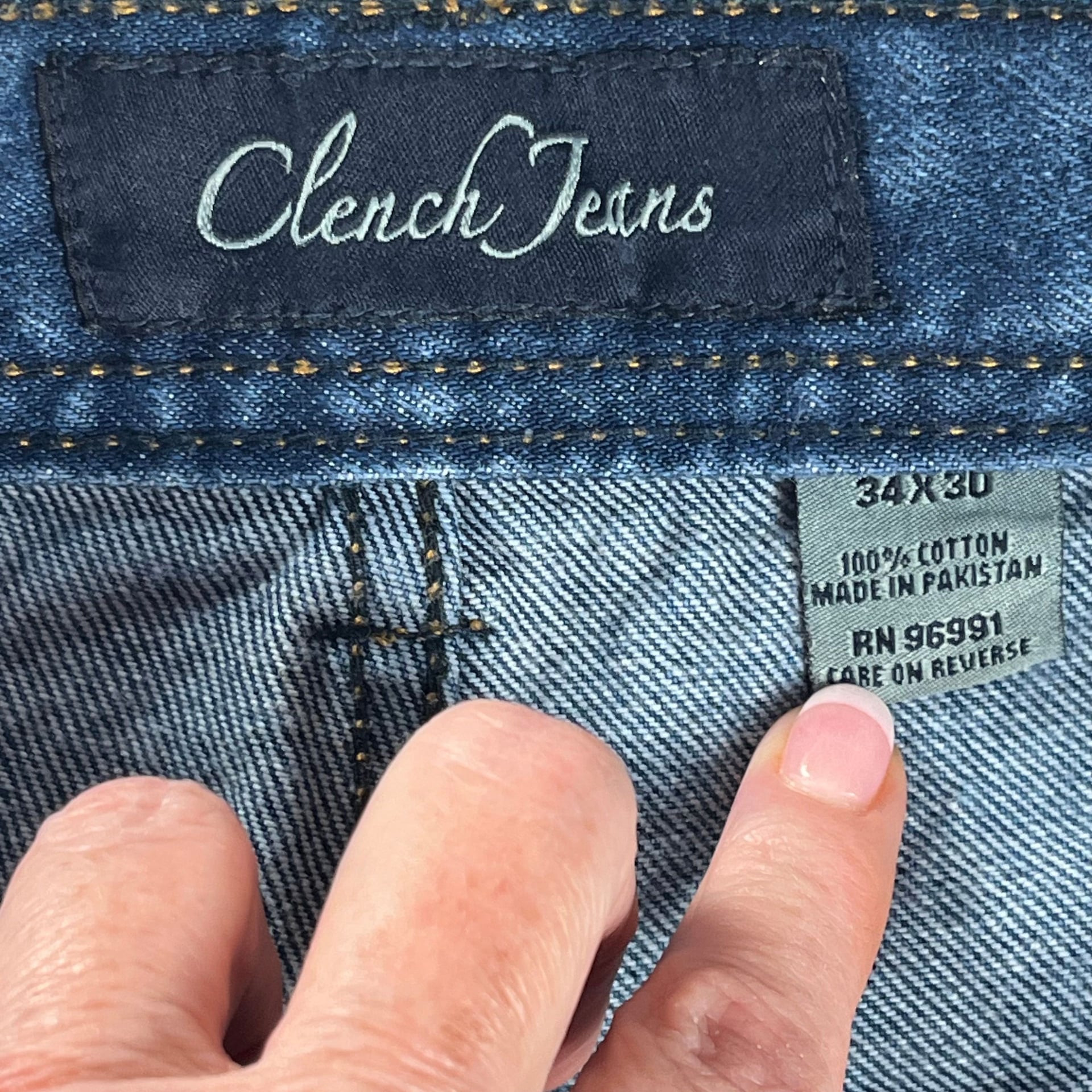 Vintage 90s Clench Jeans Straight Leg Blue Denim 34x30 Retro Minimalist 7
