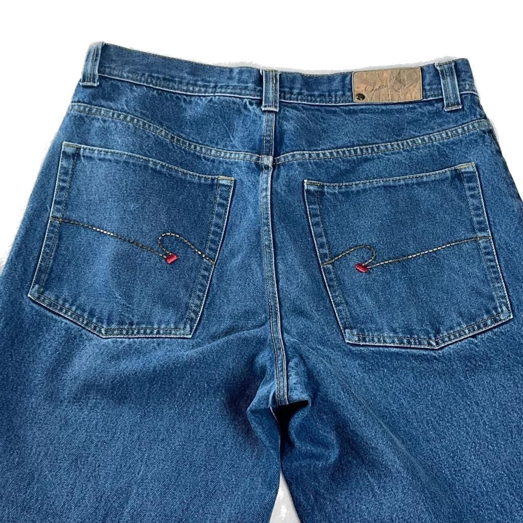 Vintage 90s Clench Jeans Straight Leg Blue Denim 34x30 Retro Minimalist 3
