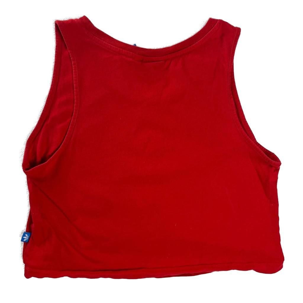 Adidas Originals Red Trefoil Cropped Tank Top Sleeveless Athleisure Size S 3