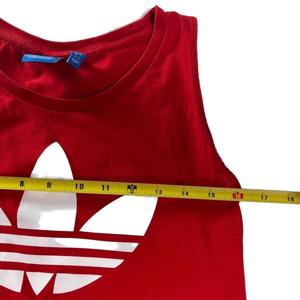 Adidas Originals Red Trefoil Cropped Tank Top Sleeveless Athleisure Size S 4