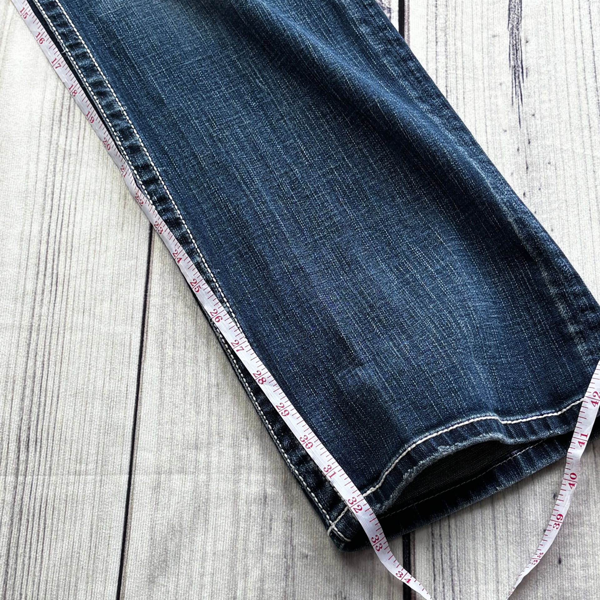 BKE Drew Boot Cut Womens Jeans Distressed W/ Embellished Pockets 34x33.5 7