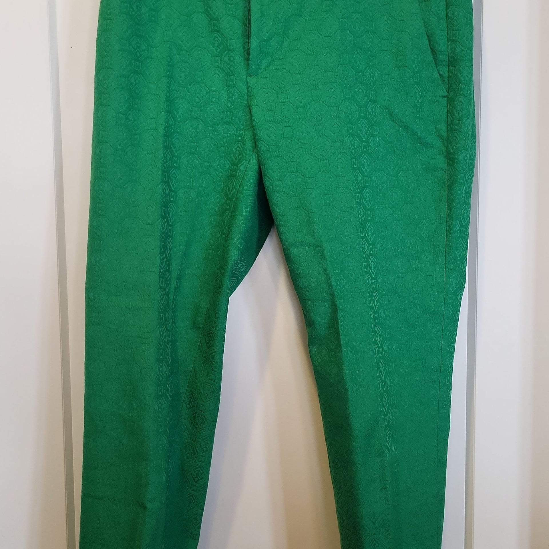 Banana Republic Emerald Green Hampton Fit Jacquard Ankle Pants 1