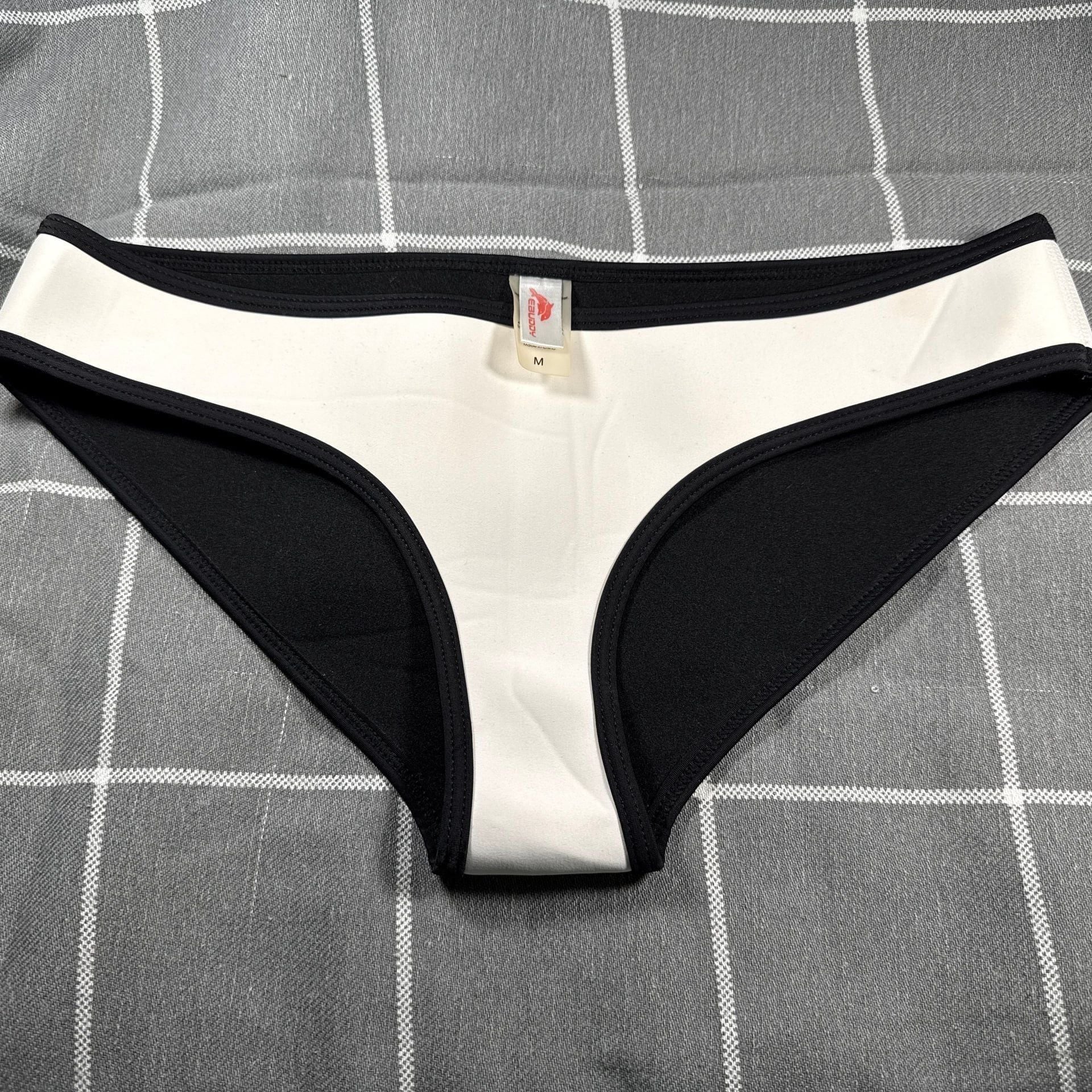 Ebuddy Neoprene Black and White Contrast Binding Bikini Bottom 2