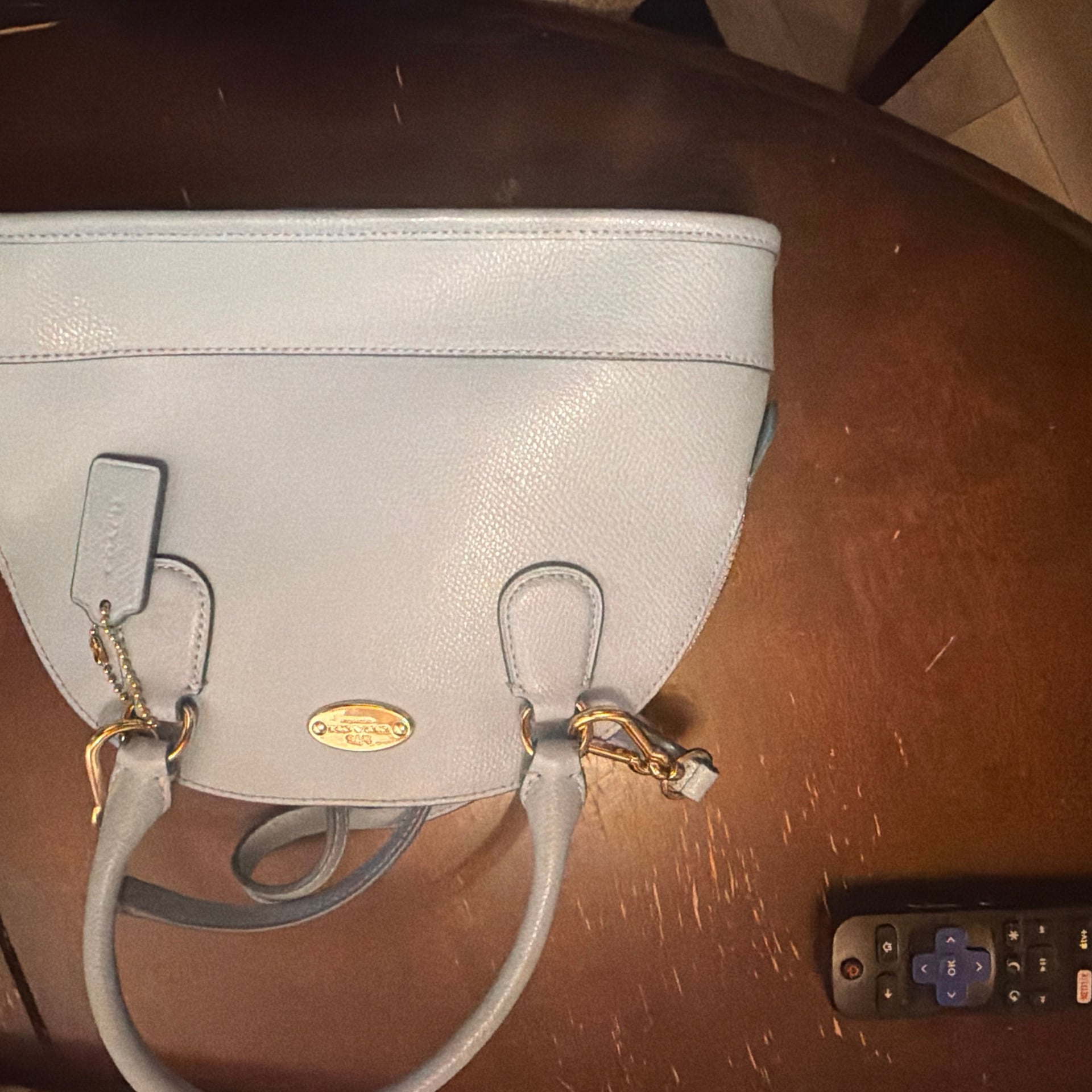 Coach Prairie Satchel in Light Blue Pebble Leather 1