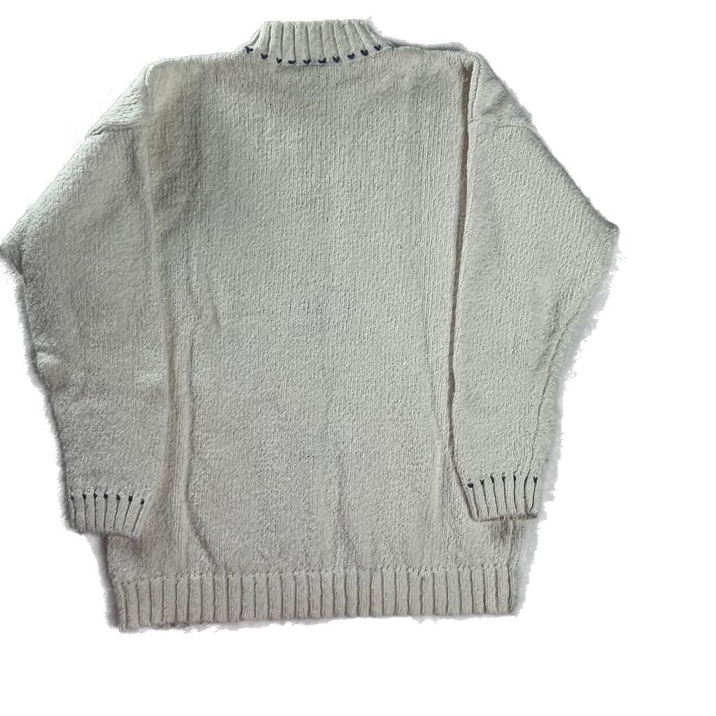 Vintage LizWear Cream Cotton Cable Knit Sweater Cottagecore Grandpa L 3