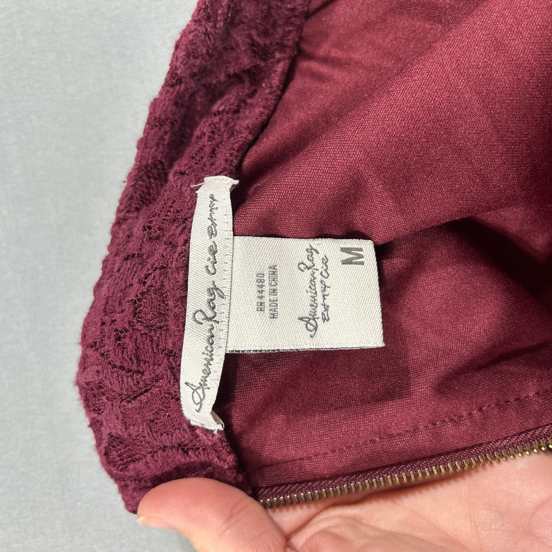 American Rags Skirt Medium Lace Lined High Low Burgandy Zip Back Fairy Goth 5