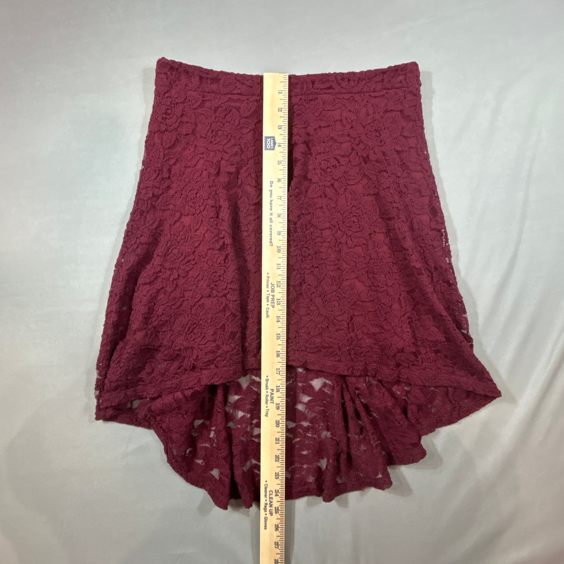 American Rags Skirt Medium Lace Lined High Low Burgandy Zip Back Fairy Goth 8