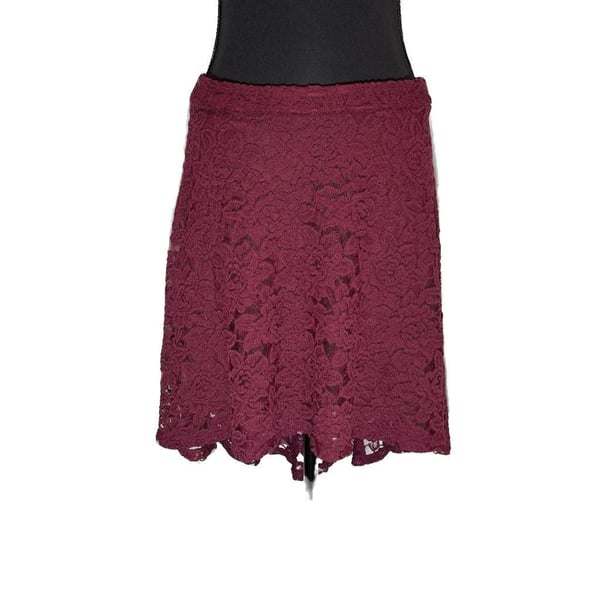 American Rags Skirt Medium Lace Lined High Low Burgandy Zip Back Fairy Goth
