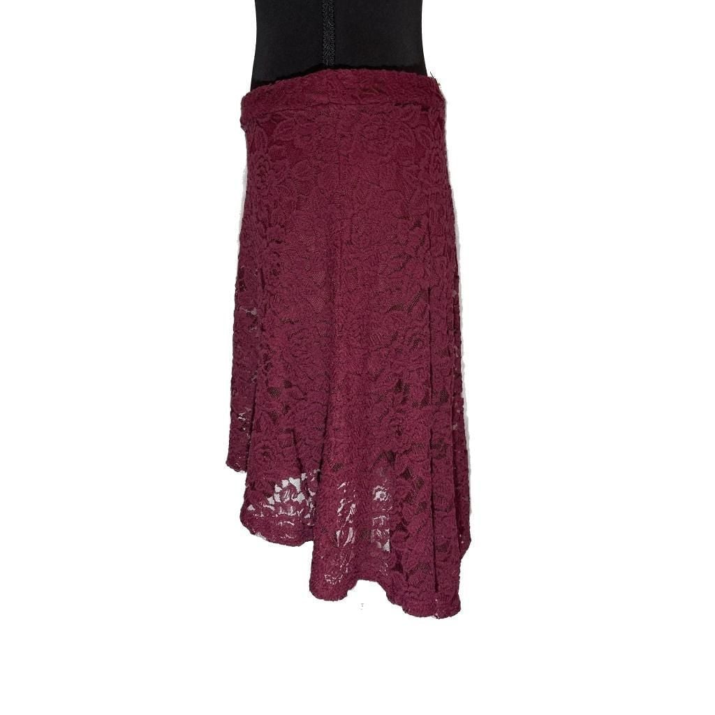 American Rags Skirt Medium Lace Lined High Low Burgandy Zip Back Fairy Goth 3