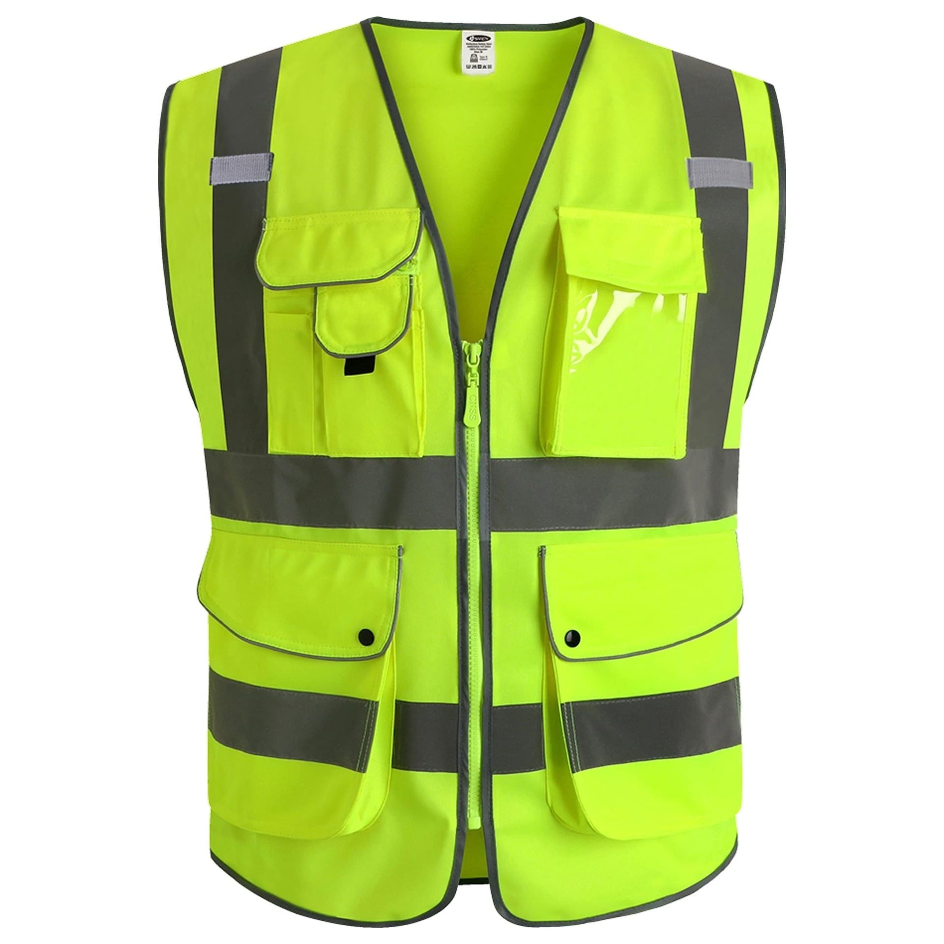 JKSafety 9 Pockets Class 2 High Visibility Zipper Front Safety Vest 2