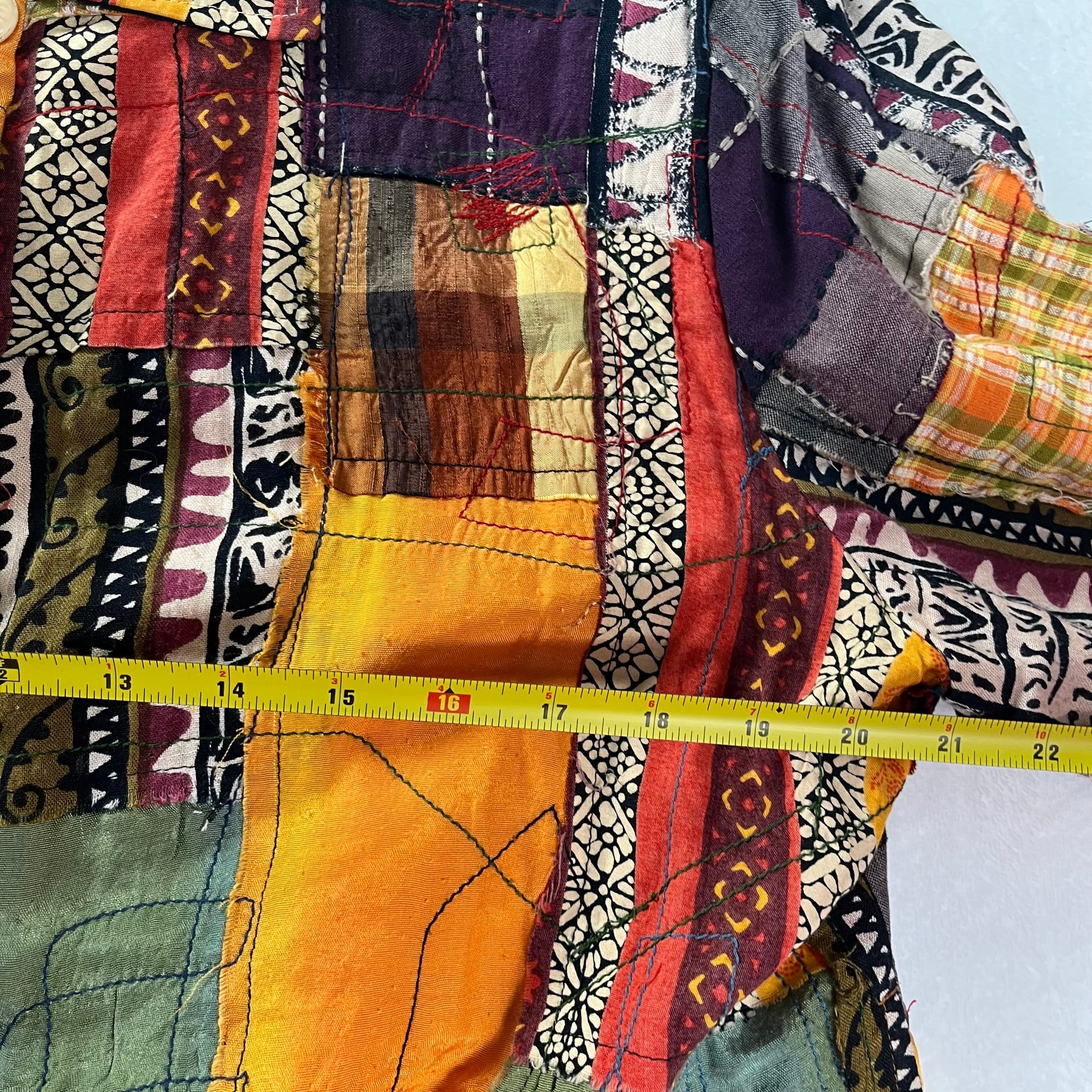 Vintage Y2K Evelyn & Arthur Patchwork Boho Festival Jacket Lined Size XL 4