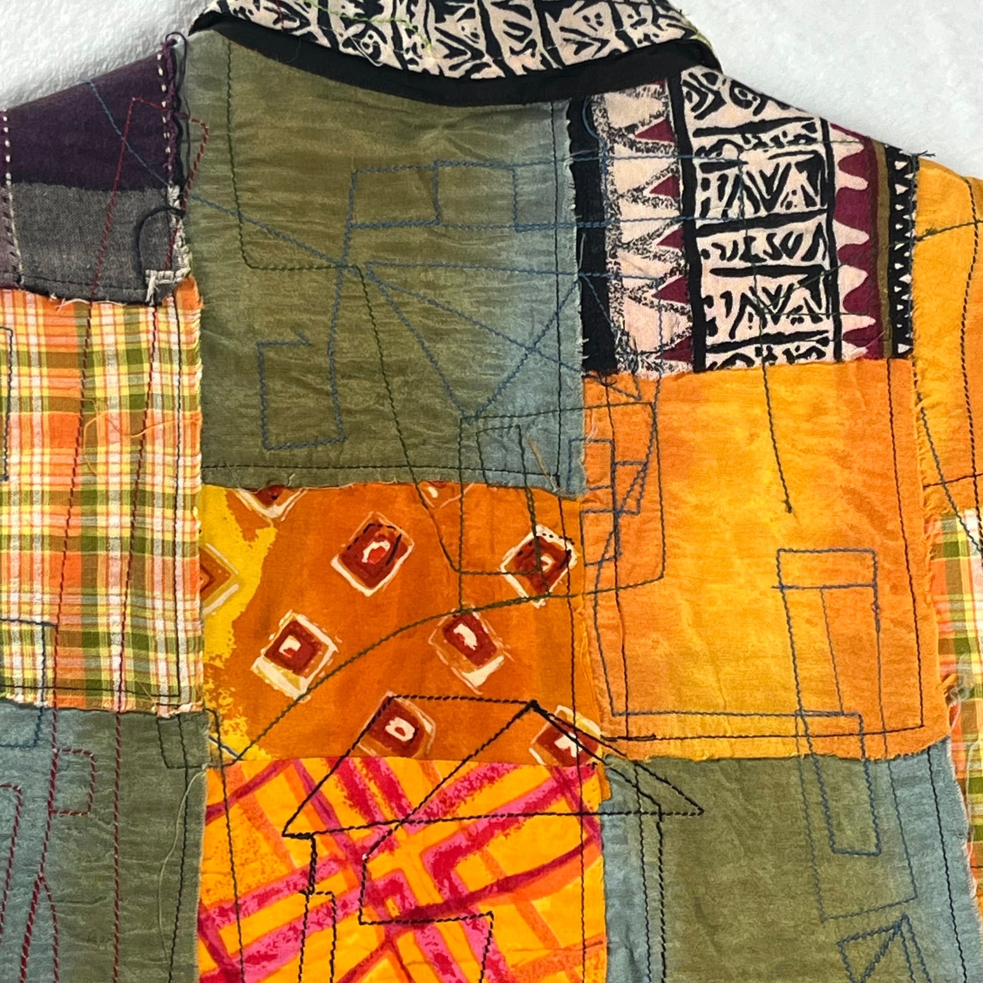 Vintage Y2K Evelyn & Arthur Patchwork Boho Festival Jacket Lined Size XL 12