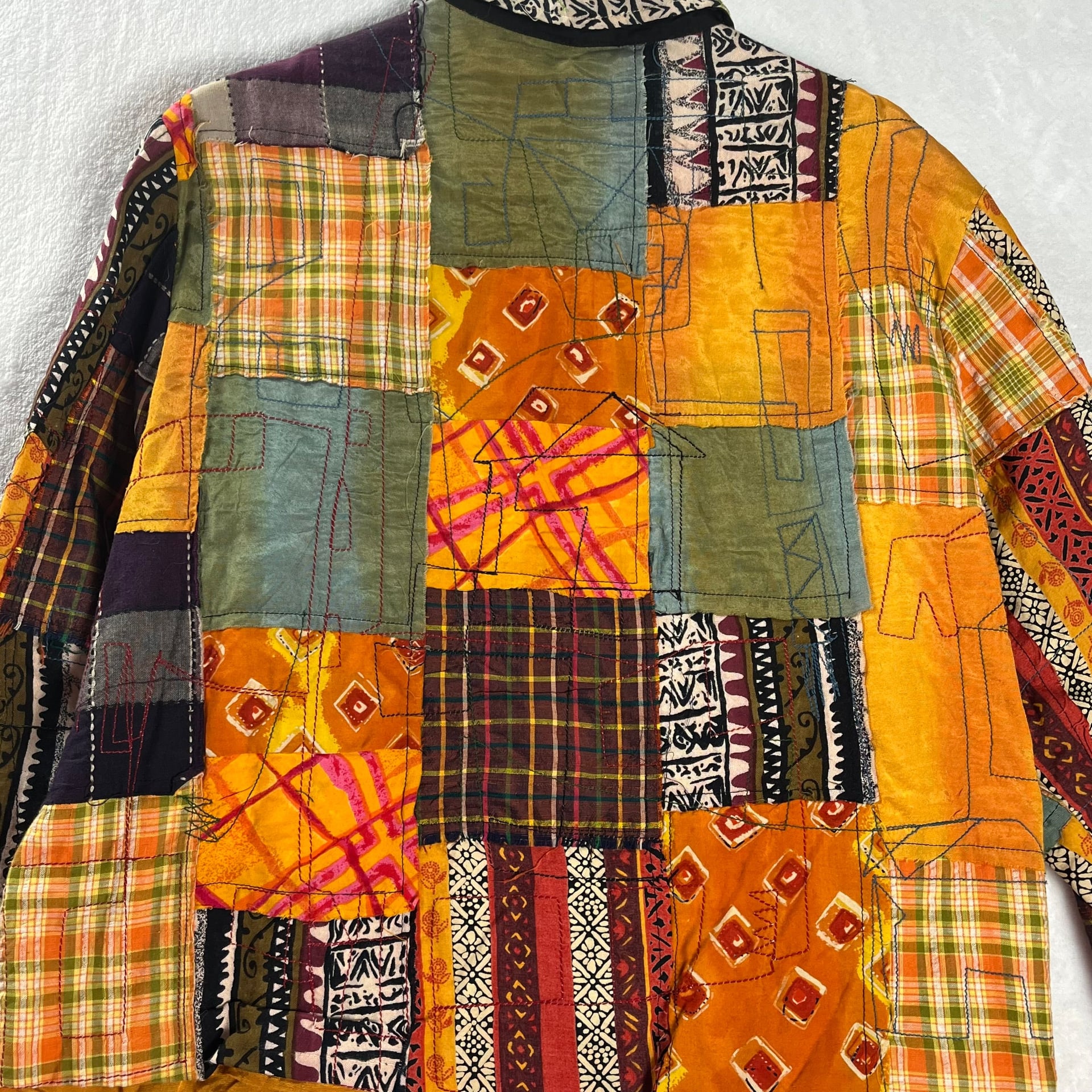 Vintage Y2K Evelyn & Arthur Patchwork Boho Festival Jacket Lined Size XL 13