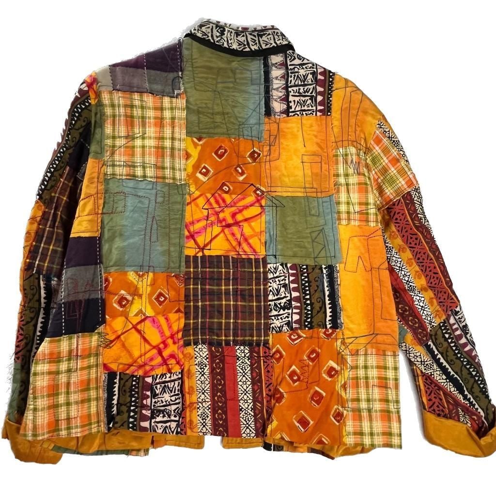 Vintage Y2K Evelyn & Arthur Patchwork Boho Festival Jacket Lined Size XL 2