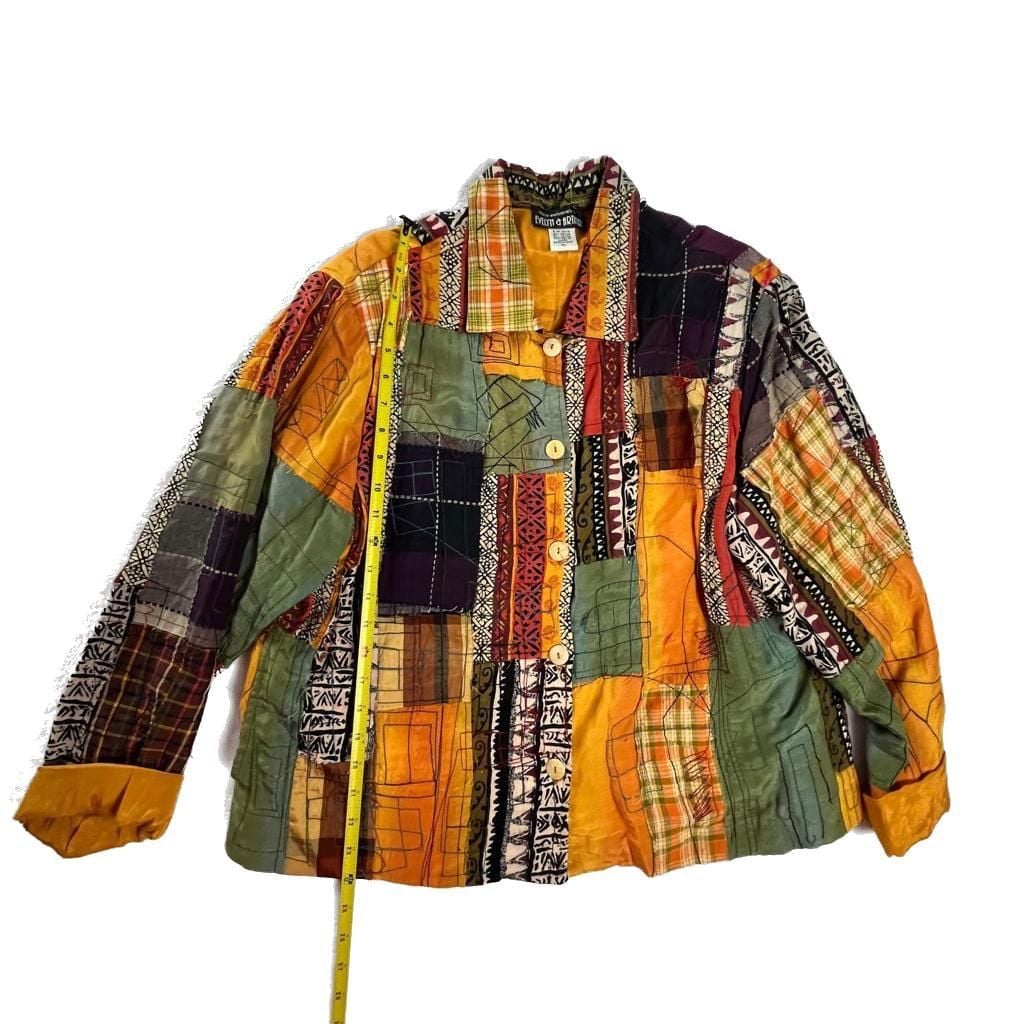 Vintage Y2K Evelyn & Arthur Patchwork Boho Festival Jacket Lined Size XL 11