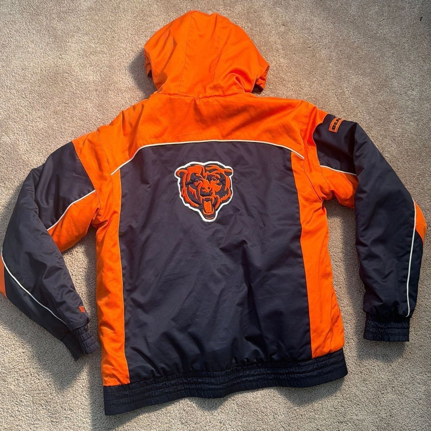 Chicago Bears Mens Large Puffer Jacket NFL Football Logo Blue Orange Sports 2