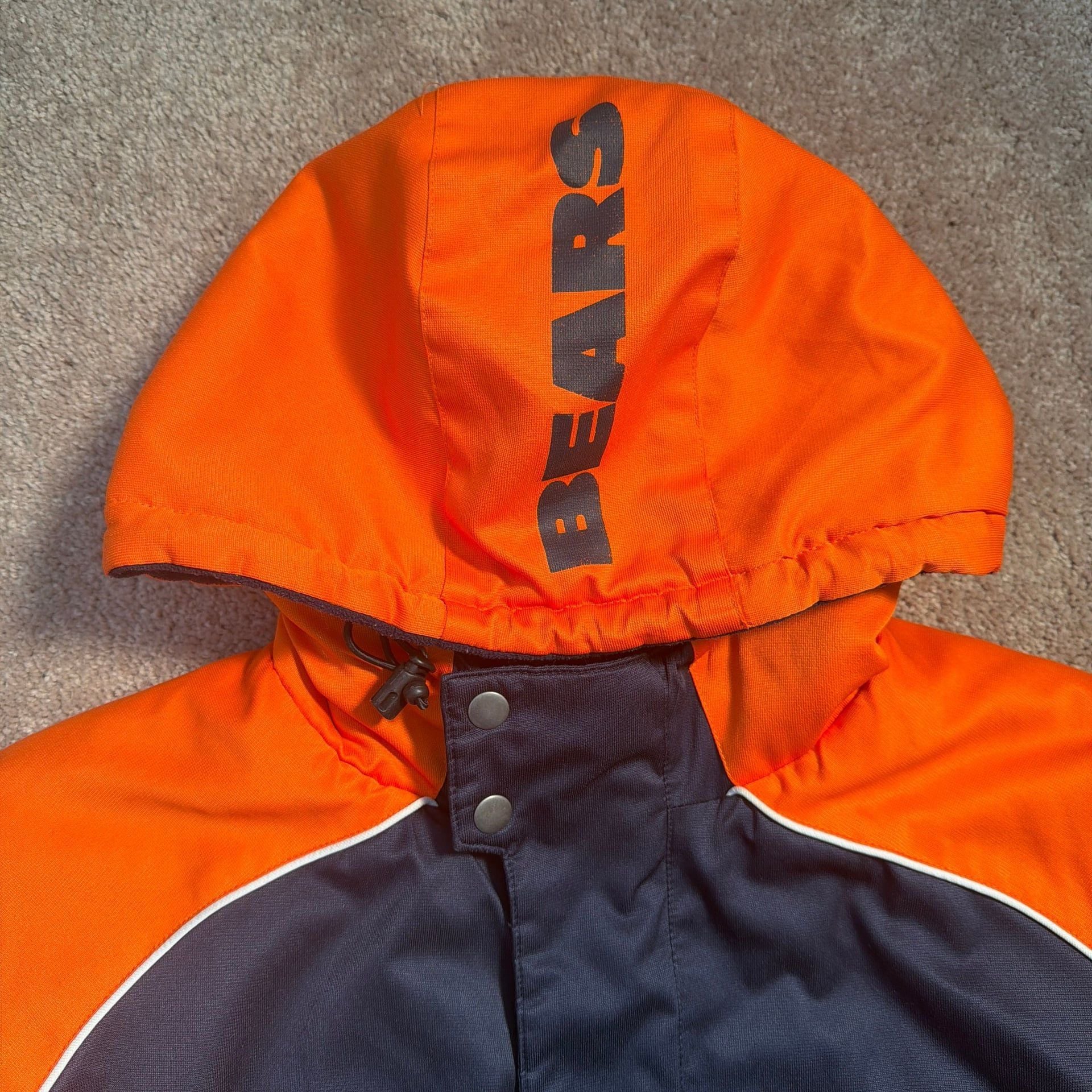 Chicago Bears Mens Large Puffer Jacket NFL Football Logo Blue Orange Sports 5