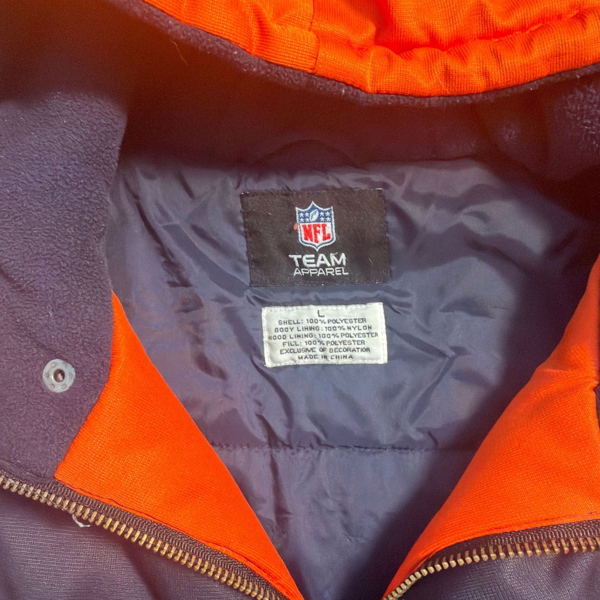 Chicago Bears Mens Large Puffer Jacket NFL Football Logo Blue Orange Sports 7