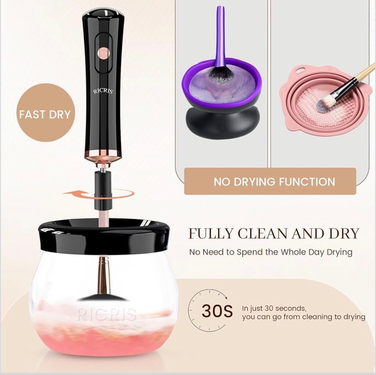 Brand New RICRIS Electric Makeup Brush Cleaner & Dryer 9