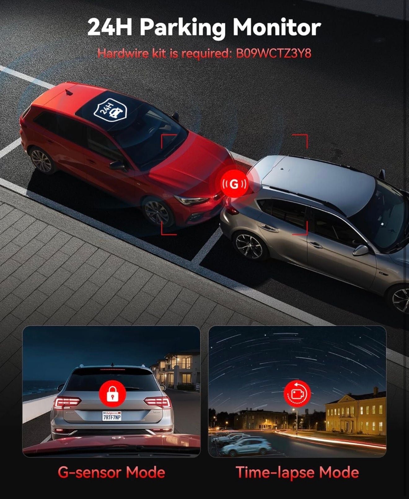 WiFi APP Dash Cam HD Camera Car Recorder DVR Night Vision Dual Dash Cam 4K+1080P 9