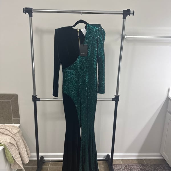 Zhivago Perfume Exotico Sequin Jumpsuit in Emerald