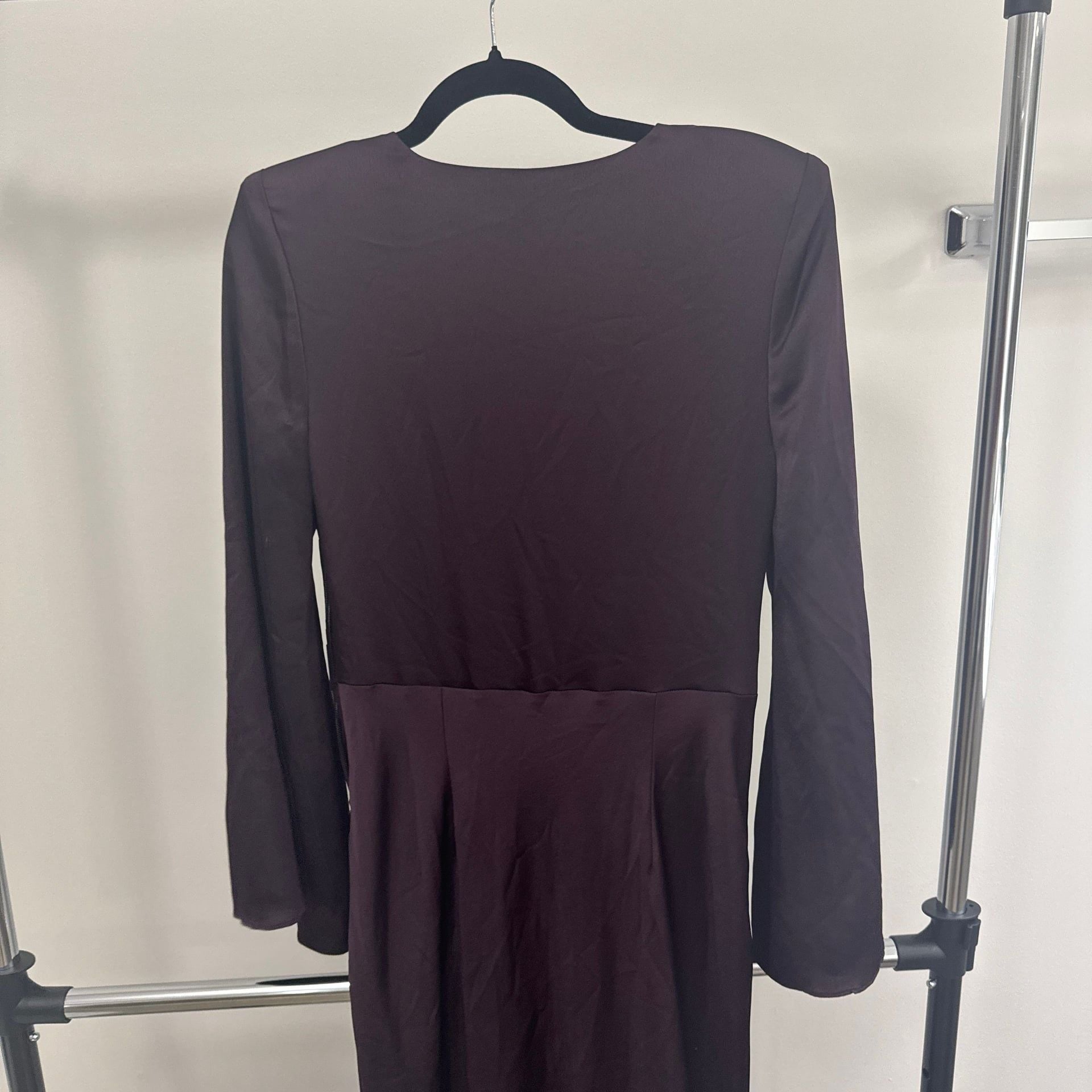 L'AGENCE Manon Surplice Satin Maxi Gown in Dark Malbec 4