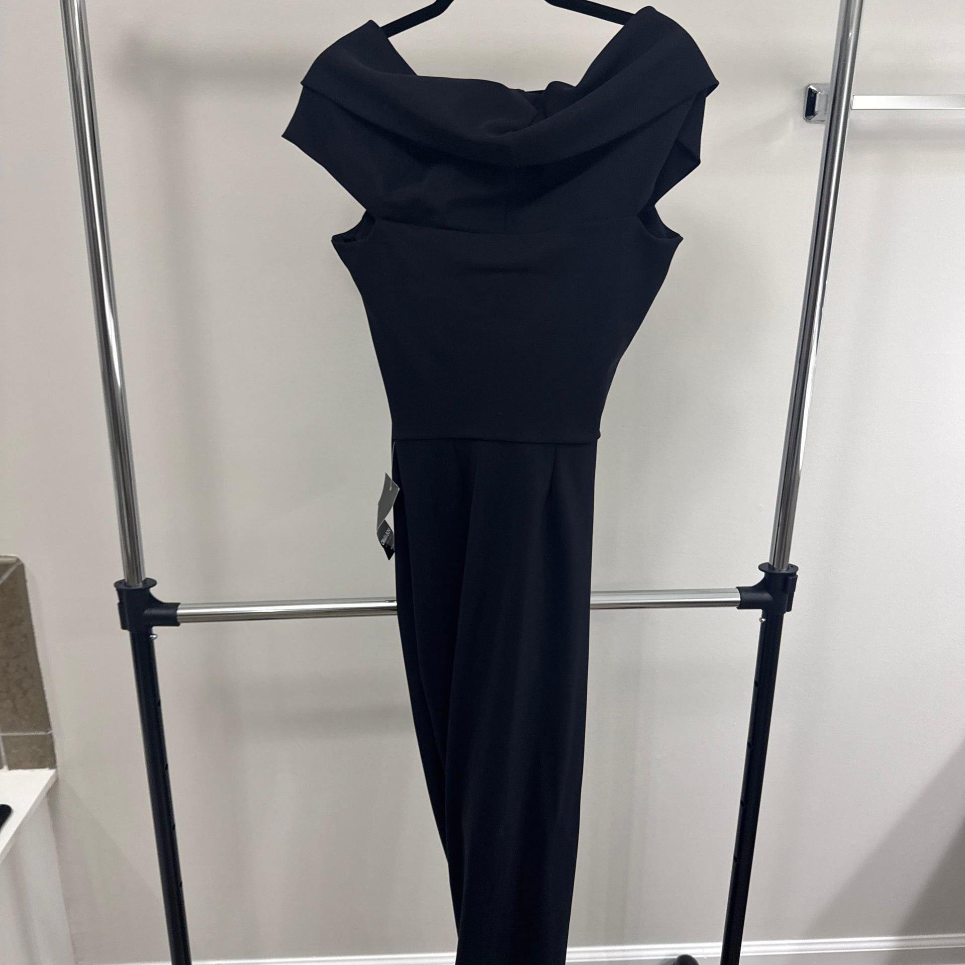 Chiara Boni La Petite Robe Benje Long Off-the-Shoulder Side-Slit Gown in Black 5