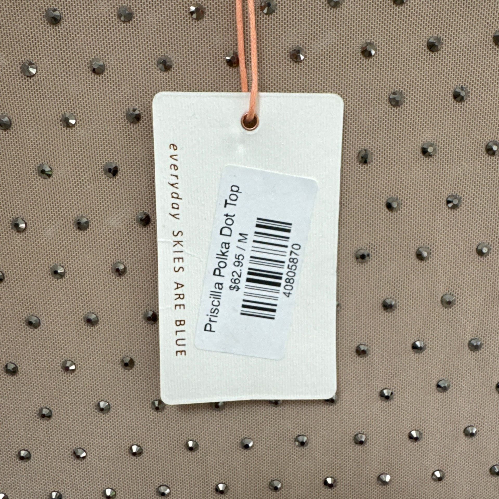 Subtle Shine Embellished Mesh Top in Beige – , 2