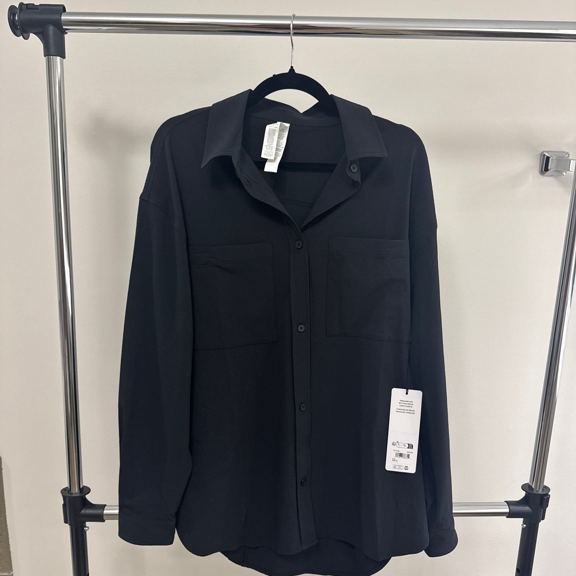 Alo Yoga Dreamscape Button Down Long Sleeve Black Shirt 2