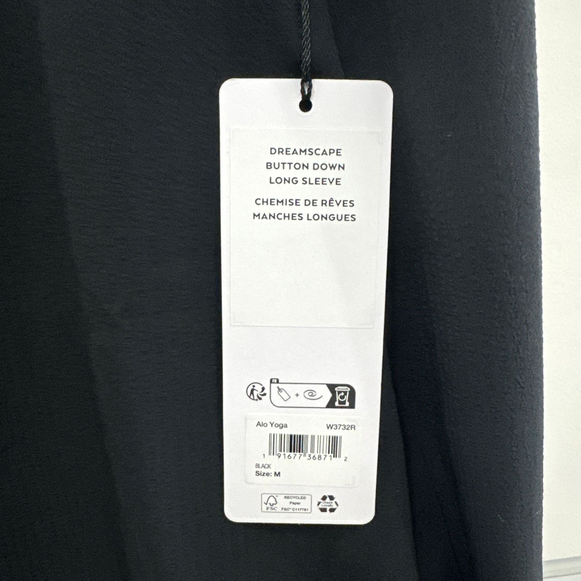 Alo Yoga Dreamscape Button Down Long Sleeve Black Shirt 3
