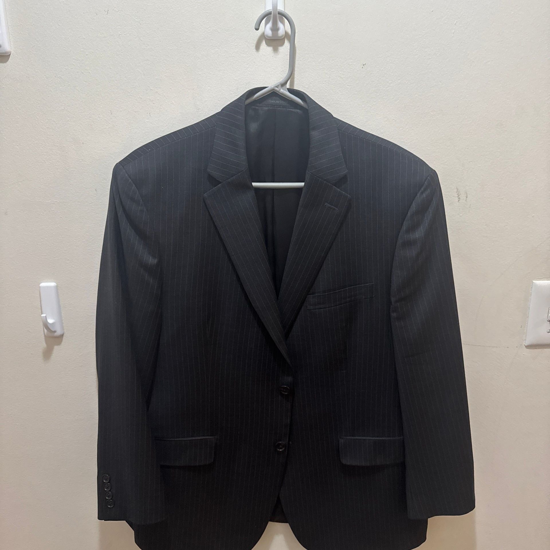 Ralph Lauren Men's 42S Black Pinstripe 100% Wool Two-Button Blazer Suit Jacket 2
