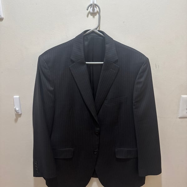 Ralph Lauren Men's 42S Black Pinstripe 100% Wool Two-Button Blazer Suit Jacket